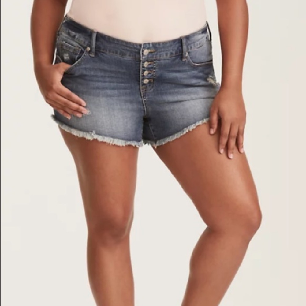 Torrid Women’s Plus 24 Button Fly Cut-Off Shorts